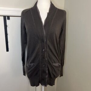 J.CREW Women's Grey V Neck Long Sleeve Cardigan, Size Medium